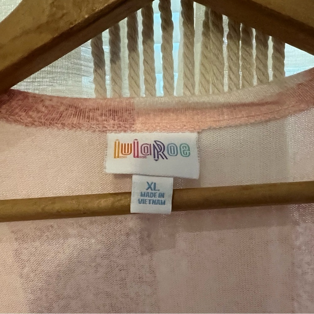 Lularoe Pink Off White Plaid Caroline Cardigan XL - Picture 3 of 7